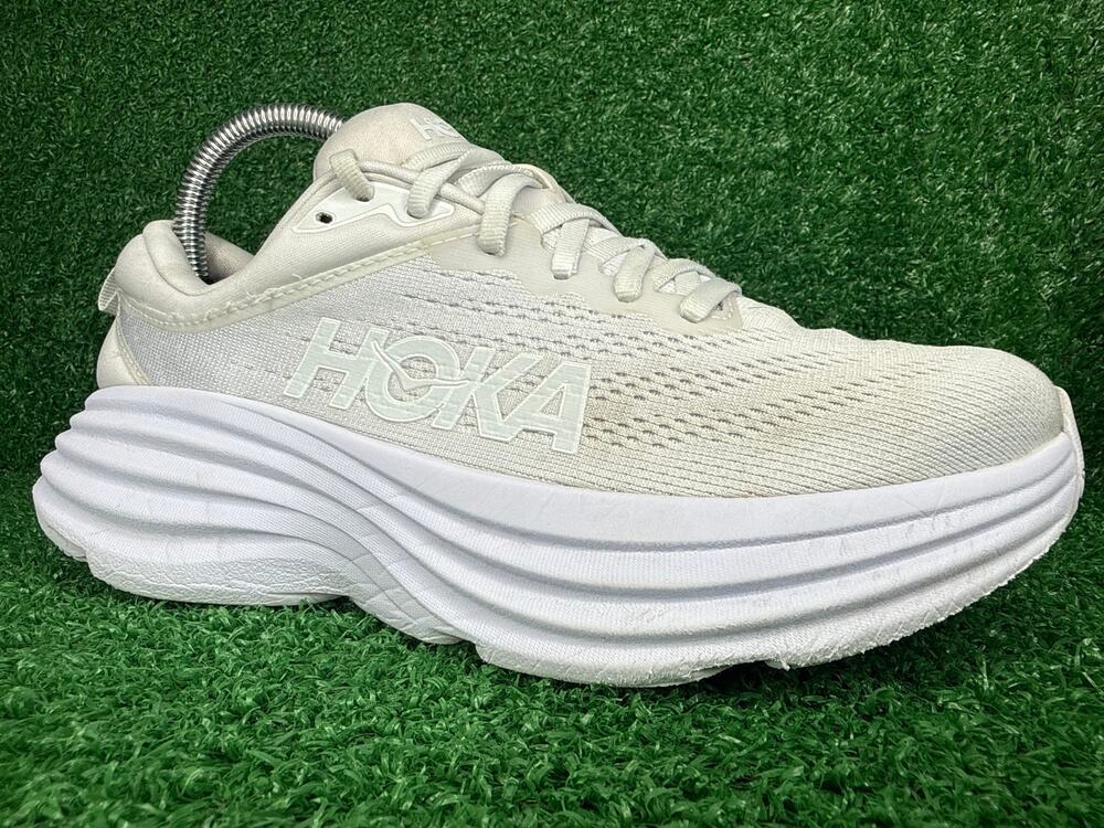 Hoka One One Bondi 8 Womens Size 7 White Athletic Running Shoes Sneakers